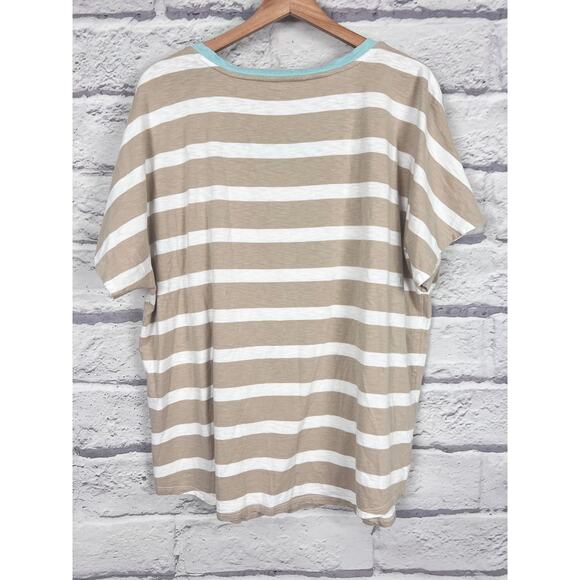 Chico's Women XL Coastal Nautical Minimalist Preppy Staple Stripe Dolman T-Shirt - Picture 4 of 11